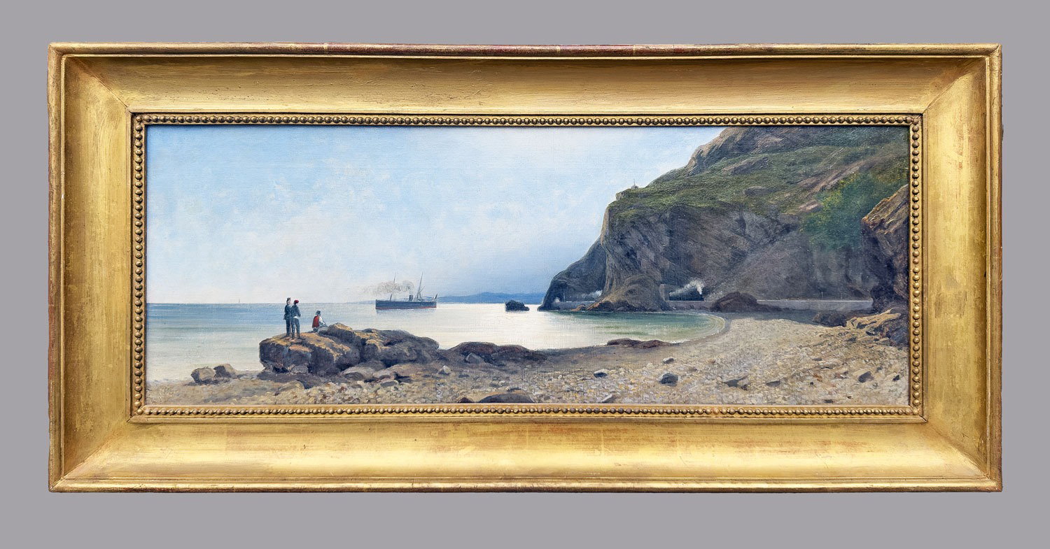 Tammar Luxoro (Genova, 1825 1899) In Galleria, Riviera Ligure, olio su tela